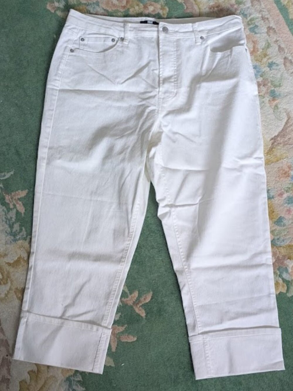 NEW FRYE Women Sz 16/34 Jeans Ivory White High Rise Cuffed 67% Cotton NWT